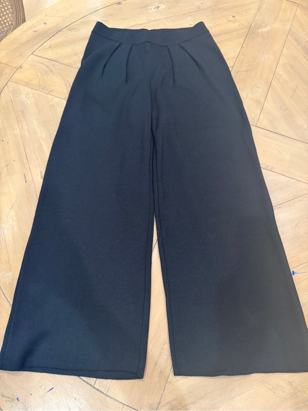 Mersea Seaport Knit Black Wide-Leg Pant. Small NWT